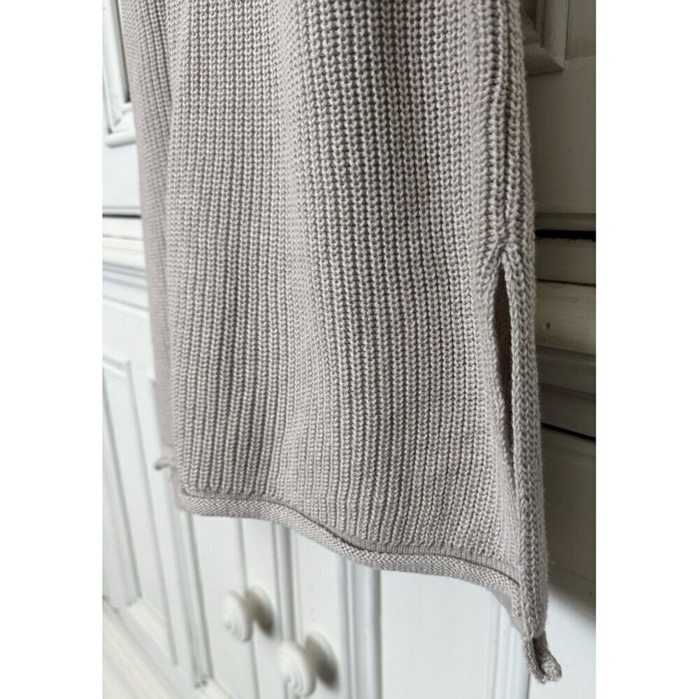 Women's S Scoop Neck Knit Tank Top Casual Loose Sleeveless Split Sides Taupe - Picture 4 of 11